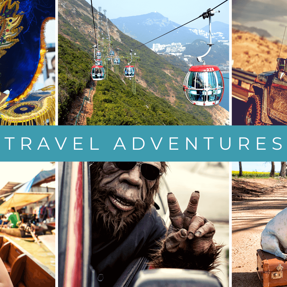 Collage of travel adventures and vacation packing essentials for memorable trips