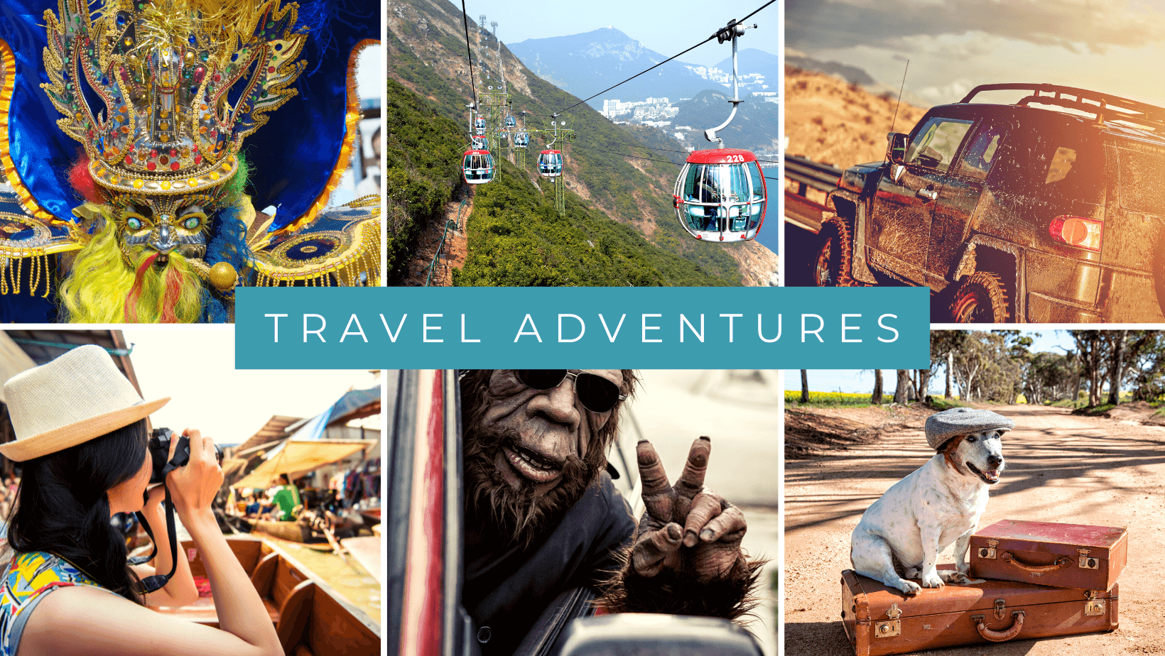 Collage of travel adventures and vacation packing essentials for memorable trips