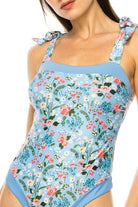 One Piece Bathing Suit Floral Print Tie Straps - VacationGrabs
