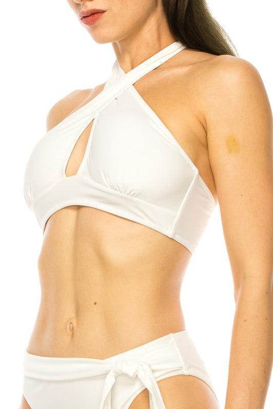 Two Piece Criss Cross Bow Tied Bikini - VacationGrabs