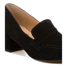 Astra Block Heel Genuine Suede Loafers - VacationGrabs