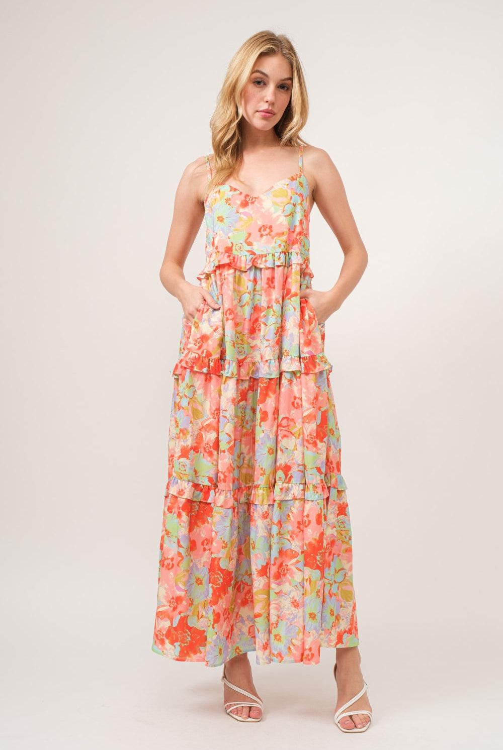 Women's Dresses And The Why Floral Ruffled Tiered Maxi Cami Dress