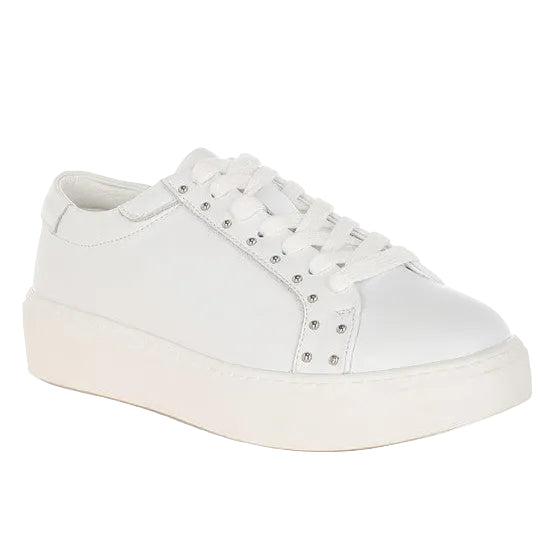White embellished chunky sneakers for stylish casual wear