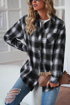 Plaid Button Up Dropped Shoulder Outerwear - VacationGrabs