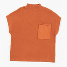 Gold Flame Patch Pocket Ribbed Knit Short Sleeve Sweater - VacationGrabs