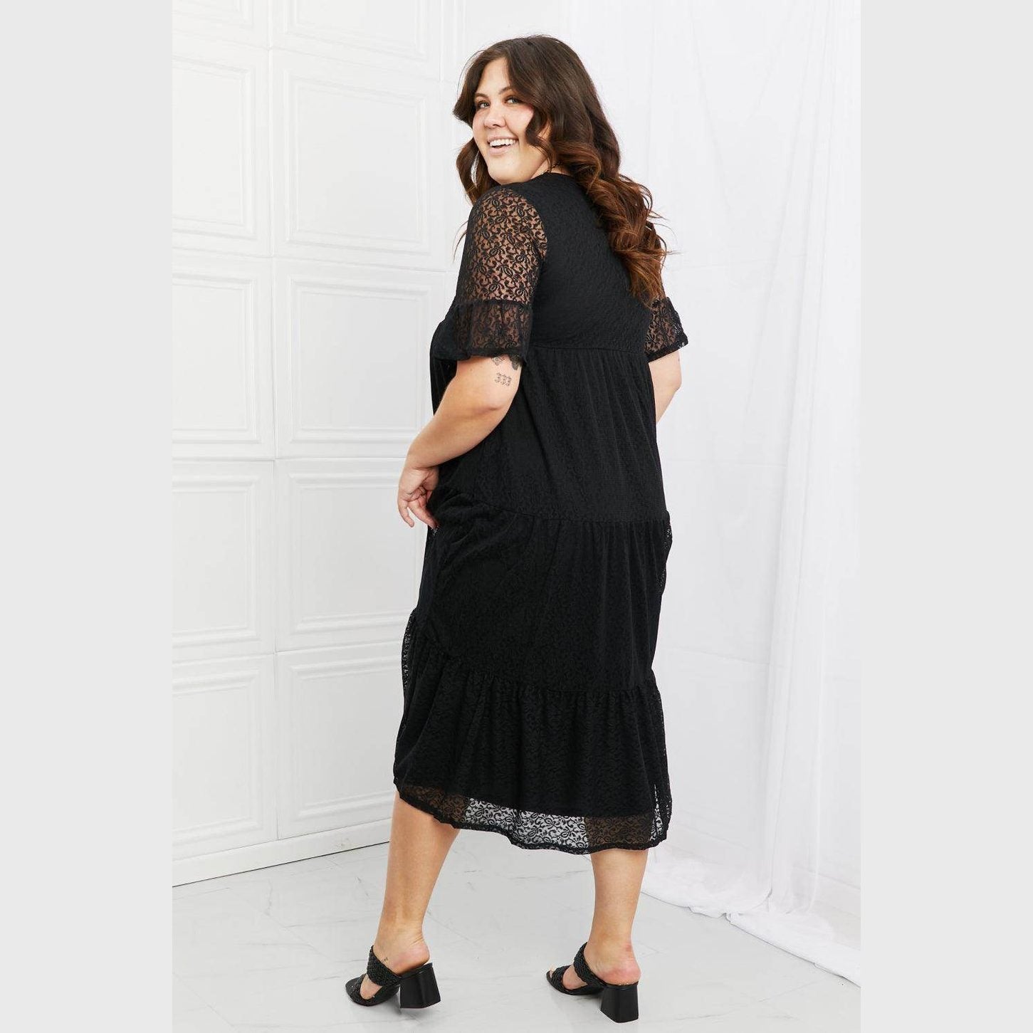 Lovely Lace Black Tiered Dress - VacationGrabs