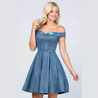 Off The Shoulder Skater Dress Jaquard - VacationGrabs