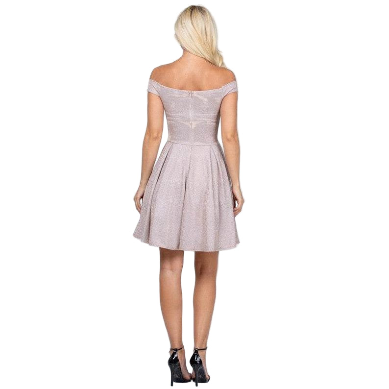 Off The Shoulder Skater Dress Jaquard - VacationGrabs