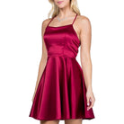 Satin Crisscross Back Cocktail Party Dress - VacationGrabs