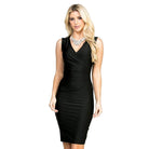 Overlap Tricot Tanya Dress with Side Pleats - VacationGrabs