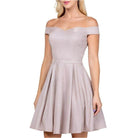 Off The Shoulder Skater Dress Jaquard - VacationGrabs