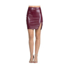 Open side slit PU leather mini skirt - VacationGrabs