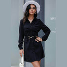 Women's Dresses Belted Mini Shirt Dress