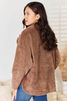 Taupe Double Breasted Fuzzy Coat - VacationGrabs