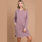 Culture Code Full Size Hooded Long Sleeve Sweater Dress - VacationGrabs