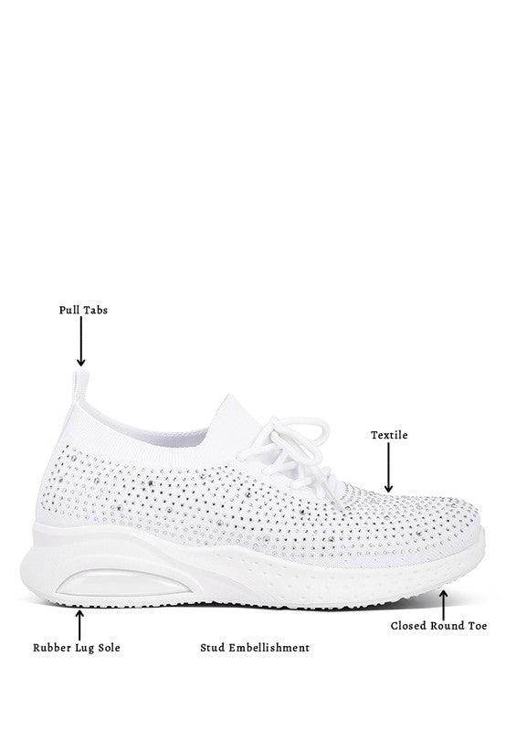 Women's Tennis Shoes Elizha Stud Embellished Lace Up - VacationGrabs