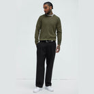 Mens Olive Green Crewneck Sweater - VacationGrabs