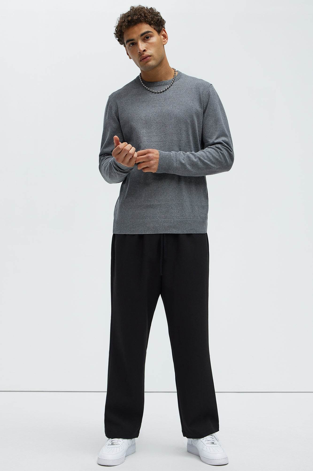 Mens Crewneck Sweater - Heather Grey - VacationGrabs