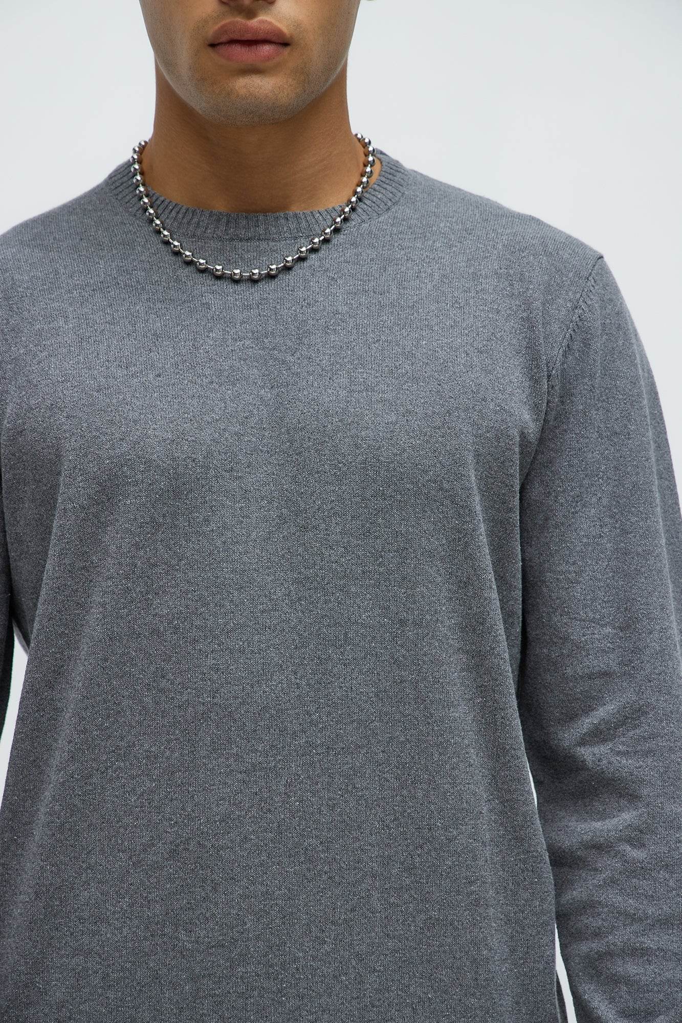 Mens Crewneck Sweater - Heather Grey - VacationGrabs