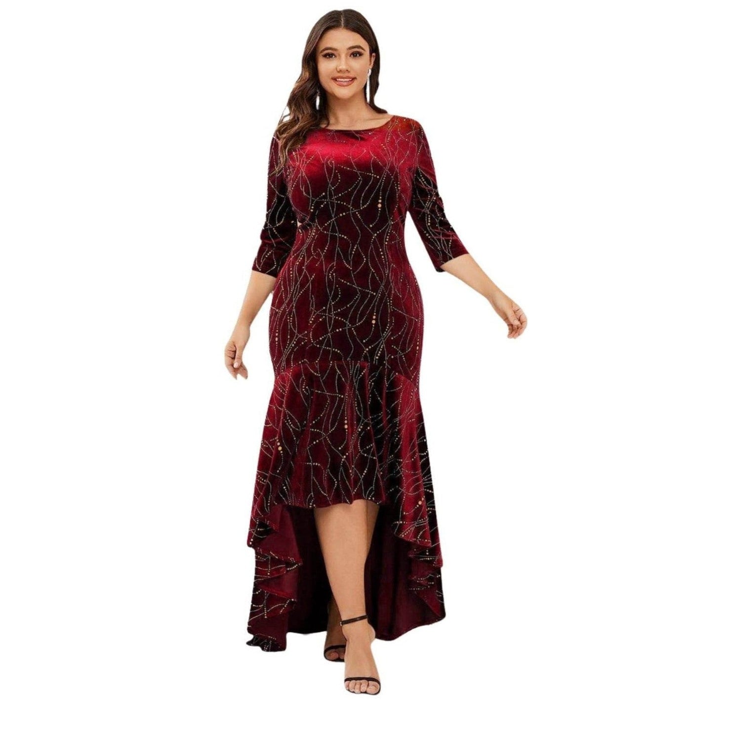 Plus Size Ruffle Hem High-Low Dress - VacationGrabs