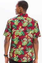 Mens Burgundy Hawaiian Button Down Shirt - VacationGrabs