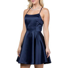 Satin Crisscross Back Cocktail Party Dress - VacationGrabs