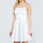 Satin Crisscross Back Cocktail Party Dress - VacationGrabs