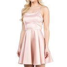 Satin Crisscross Back Cocktail Party Dress - VacationGrabs