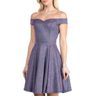 Off The Shoulder Skater Dress Jaquard - VacationGrabs