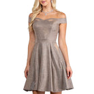 Off The Shoulder Skater Dress Jaquard - VacationGrabs