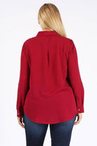 Plus Size Koshibo Roll Up Sleeve Top - VacationGrabs