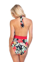 Tropical Halter One Piece Swimsuit - VacationGrabs