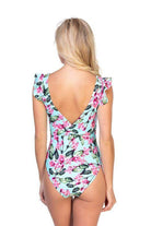 Floral V Front One Piece Swimsuit - VacationGrabs