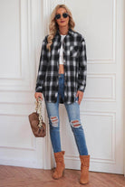 Plaid Button Up Dropped Shoulder Outerwear - VacationGrabs