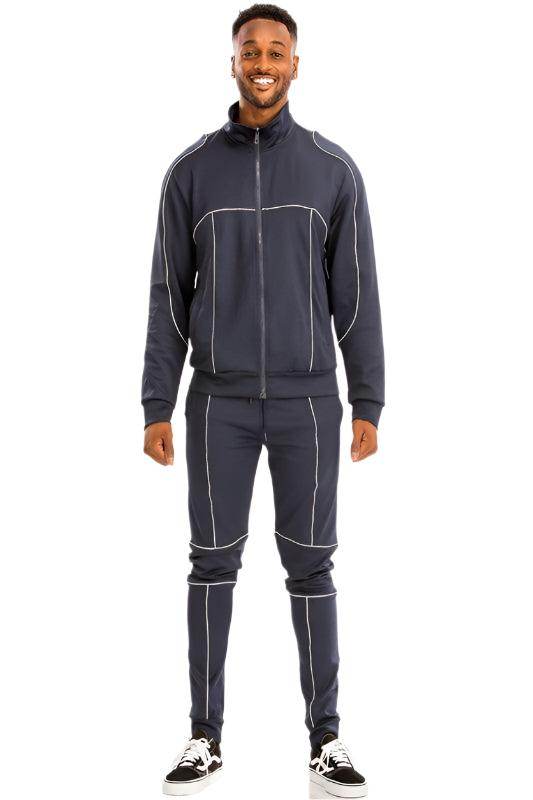 Reflective Piping Track Sets for Men - VacationGrabs