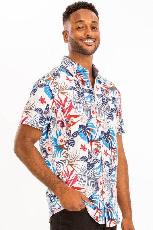 Summer Vibes Floral Print Hawaiian Shirt - VacationGrabs