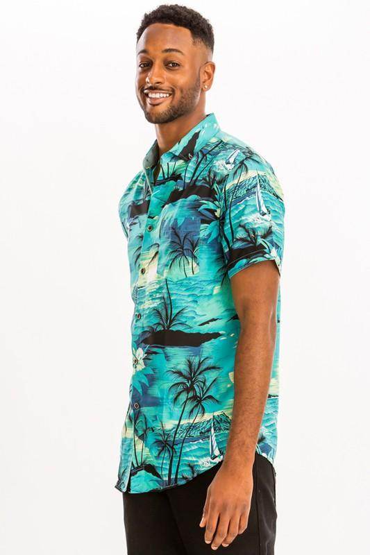 Bright Tropical Print Hawaiian Shirt - VacationGrabs