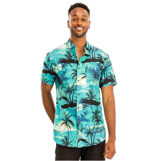 Bright Tropical Print Hawaiian Shirt - VacationGrabs