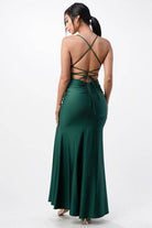 Back lace up mermaid dress with waist shirring - VacationGrabs