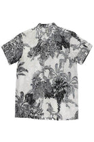 Men's White Black Print Button Down Shirt - VacationGrabs