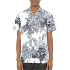 Men's White Black Print Button Down Shirt - VacationGrabs