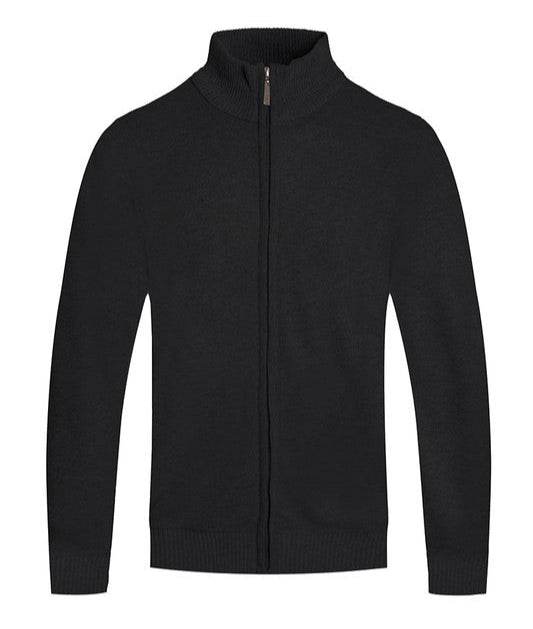 Mens High Neck Solid Full Zip Sweaters - VacationGrabs