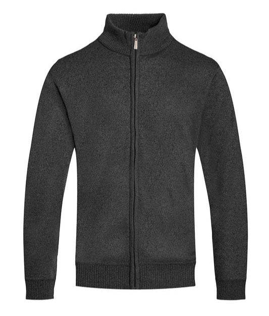 Mens High Neck Solid Full Zip Sweaters - VacationGrabs