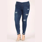 Plus Size High Waist Distressed Jeggings Pants - VacationGrabs