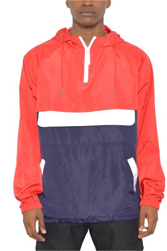 Color Block Anorak Jacket Pullover Windbreaker - VacationGrabs