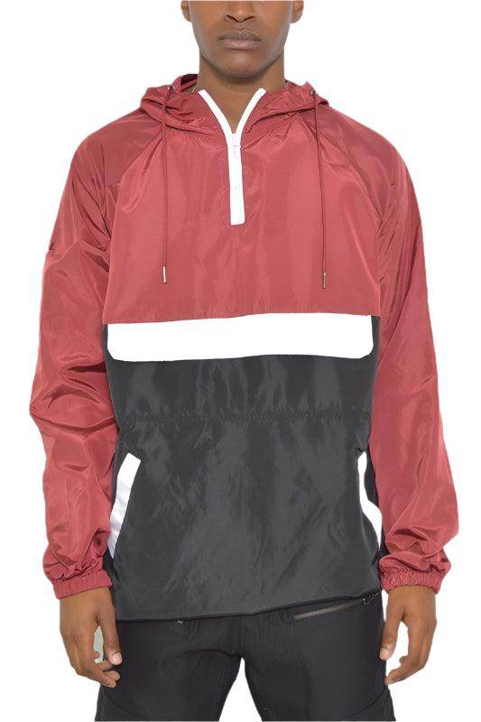 Color Block Anorak Jacket Pullover Windbreaker - VacationGrabs