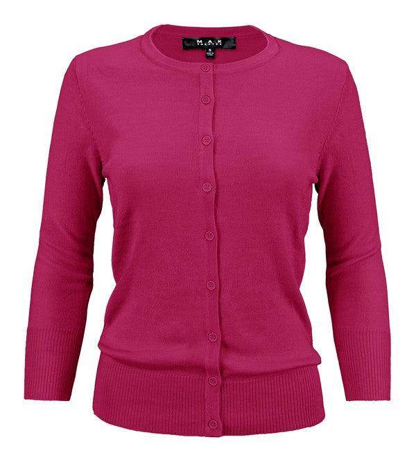 Crewneck Button Down Knit Cardigan Sweater - VacationGrabs
