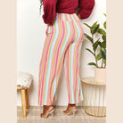 Double Take Striped Smocked Waist Pants with Pockets - VacationGrabs