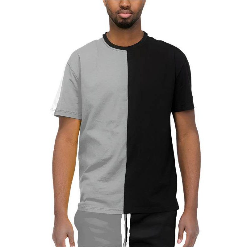 Two Tone Color Block Short Sleeve Tshirt - VacationGrabs