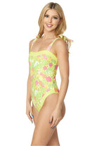 One Piece Bathing Suit Floral Print Tie Straps - VacationGrabs